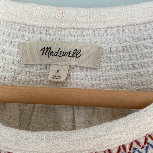Madewell small white sweater with color collar - Picture 2 of 3